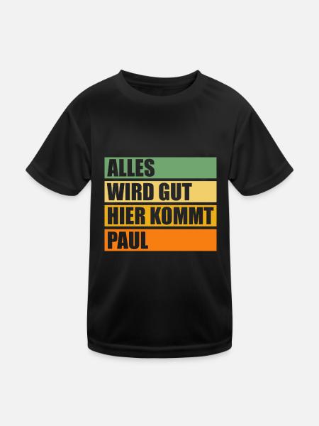 Paul - Kinder Funktions-T-Shirt - Schwarz - Vorne