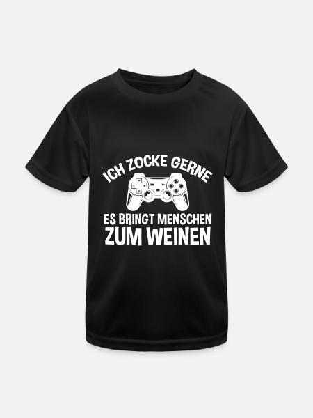 Zocker Zocken Gamer - Kinder Funktions-T-Shirt - Schwarz - Vorne
