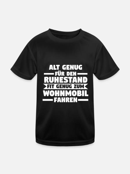 Camper Wohnmobil Rente Rentner Ruhestand Camping - Kinder Funktions-T-Shirt - Schwarz - Vorne