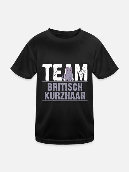 Britisch Kurzhaar Katze - Kinder Funktions-T-Shirt - Schwarz - Vorne