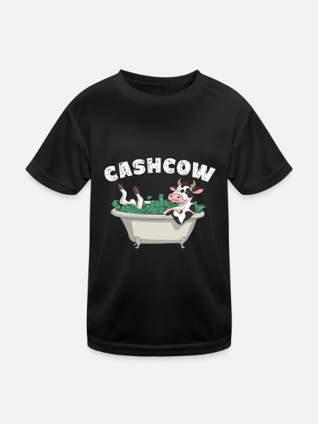Cash Cow für einen Investor Anleger Sparer - Kinder Funktions-T-Shirt - Schwarz - Vorne