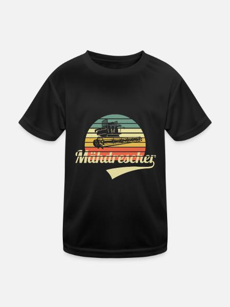 Mähdrescher Retro - Kinder Funktions-T-Shirt - Schwarz - Vorne