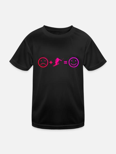 Ski Skiing Winter Sports Skiing Stunt Ski - Kids Functional T-Shirt - black - Front