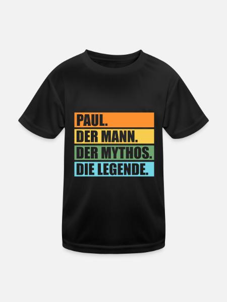 Paul - Kinder Funktions-T-Shirt - Schwarz - Vorne