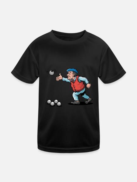 Franzose spielt Petanque für einen Petanque - Kinder Funktions-T-Shirt - Schwarz - Vorne