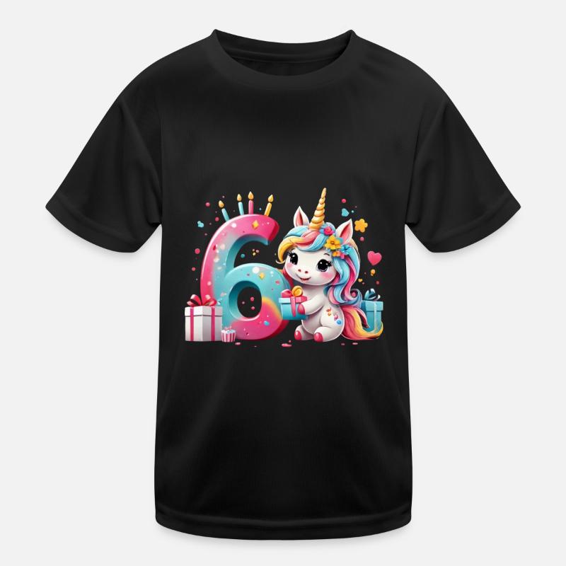NUMMER 6 JAHRE EINHORN 6. GEBURTSTAG Kinder Funktions-T-Shirt