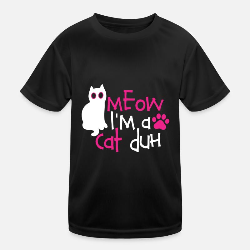 Mädchen Kostüm Halloween Katze Miau Ich bin eine Katze Duh Kinder Funktions-T-Shirt
