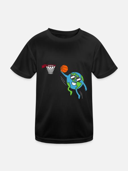 Erde spielt Basketball Tag der Erde - Kinder Funktions-T-Shirt - Schwarz - Vorne