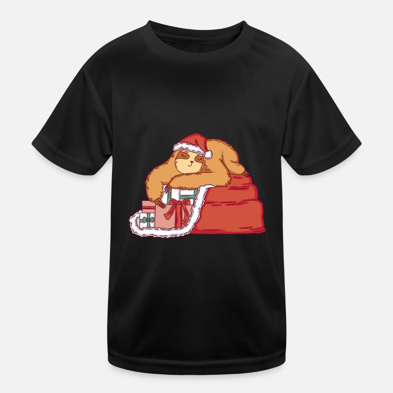 Faultier als Weihnachtsmann mit Weihnachtsgeschenk Kinder Funktions-T-Shirt