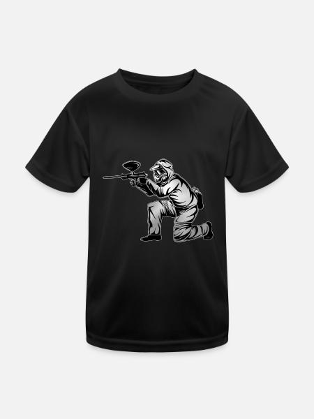 Paintball - Kinder Funktions-T-Shirt - Schwarz - Vorne