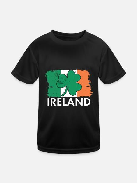Irlande Green Shamrock Flag Origine nationale - T-shirt sport Enfant - noir - Devant