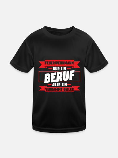 Feuerwehrmann Feuerwehr - Kinder Funktions-T-Shirt - Schwarz - Vorne
