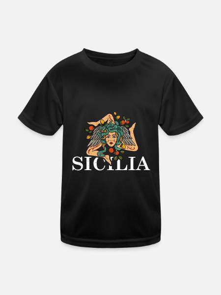 Sizilien Herkunft Insel Italien Region Trinacria - Kinder Funktions-T-Shirt - Schwarz - Vorne