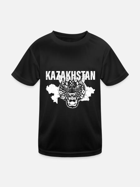 Schneeleopard National Symbol Kasachstan Jurte - Kinder Funktions-T-Shirt - Schwarz - Vorne