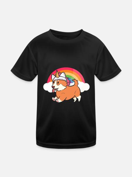 Licorne Corgi - T-shirt sport Enfant - noir - Devant