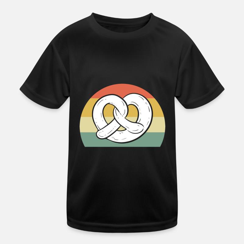 Brezel - Kinder Funktions-T-Shirt - Schwarz