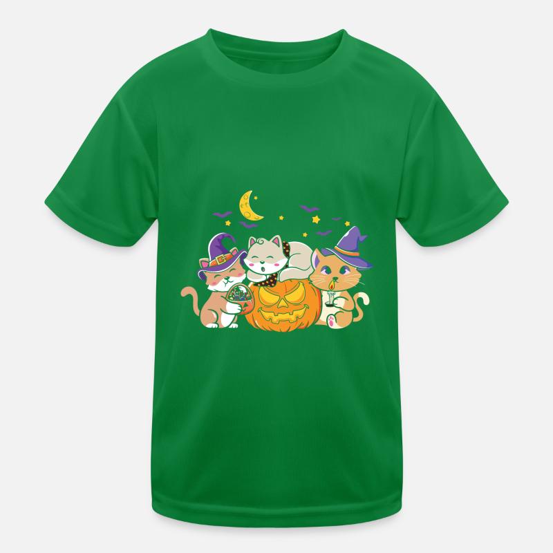 Halloween Cat Witch Kids Functional T-Shirt