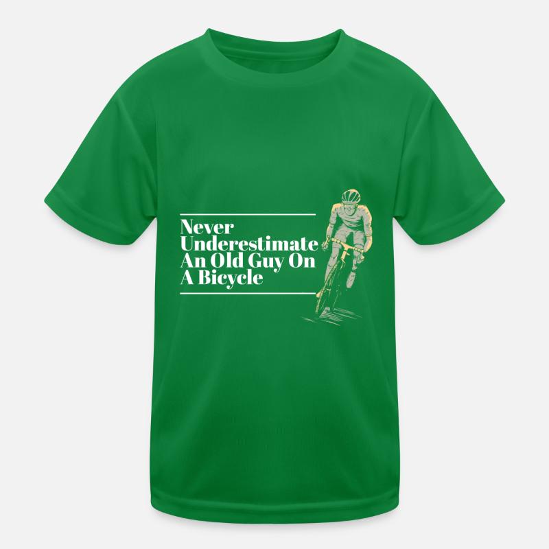 Never Underestimate An Old Guy on a Bicycle Kinder Funktions-T-Shirt