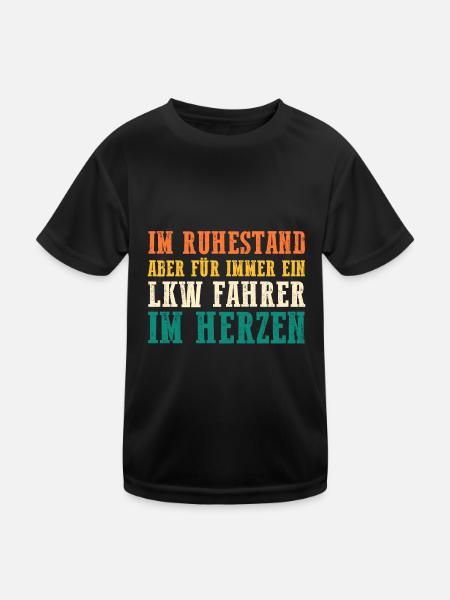 LKW Fahrer Fernfahrer Rentner Ruhestand Rente Truc - Kinder Funktions-T-Shirt - Schwarz - Vorne