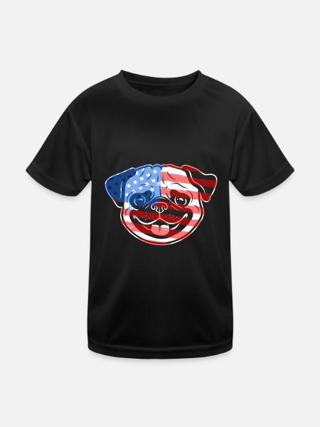 Pug Pug Flag - Kids Functional T-Shirt - black - Front