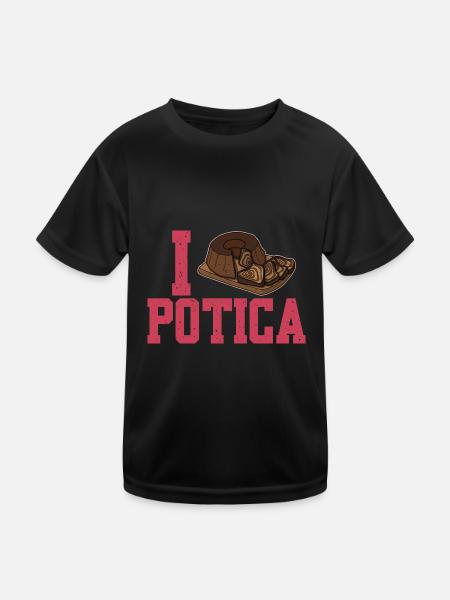Potica Traditionell Slowenien Rezept Küche - Kinder Funktions-T-Shirt - Schwarz - Vorne