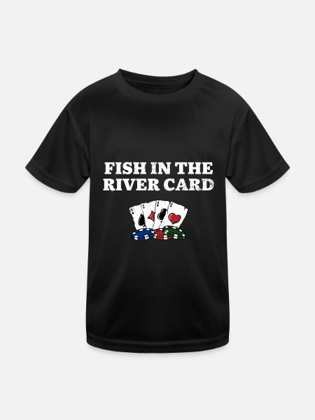 Fish in the River Card Card Games Poker Card - Kinder Funktions-T-Shirt - Schwarz - Vorne