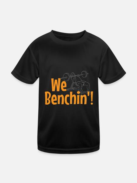 Wir Benchin Lustiges Bankdrücker-Training im - Kinder Funktions-T-Shirt - Schwarz - Vorne