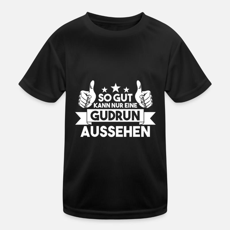 Gudrun - Kinder Funktions-T-Shirt - Schwarz