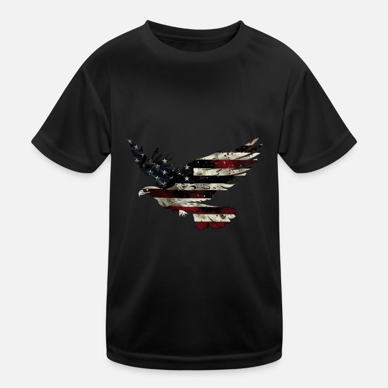 American Flag Eagle Silhouette American Heritage 4 Kids Functional T-Shirt