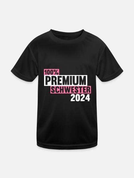 Werdende Schwester 2024 - Kinder Funktions-T-Shirt - Schwarz - Vorne