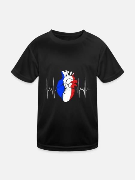 France Battement de cœur - T-shirt sport Enfant - noir