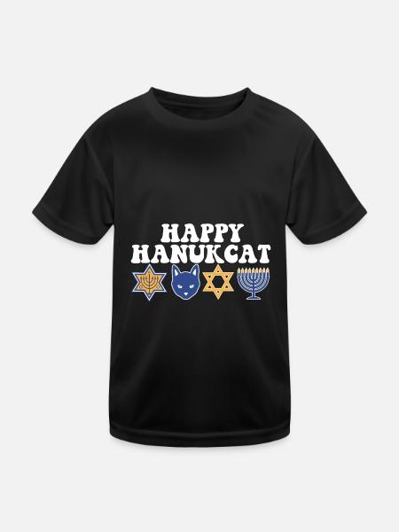 Jewish Hanukkah Hanukcat Star Of David Menorah - Kinder Funktions-T-Shirt - Schwarz - Vorne
