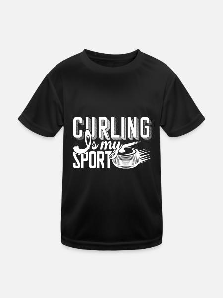 Curling Curling Is My Sport - Kids Functional T-Shirt - black - Front