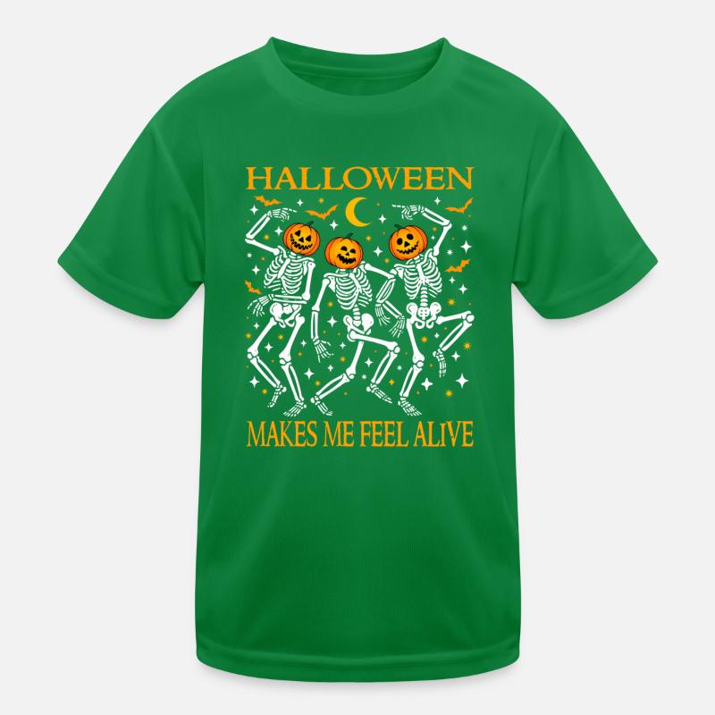 Funny Halloween Dancing Skeletons Jack O Lantern Kids Functional T-Shirt