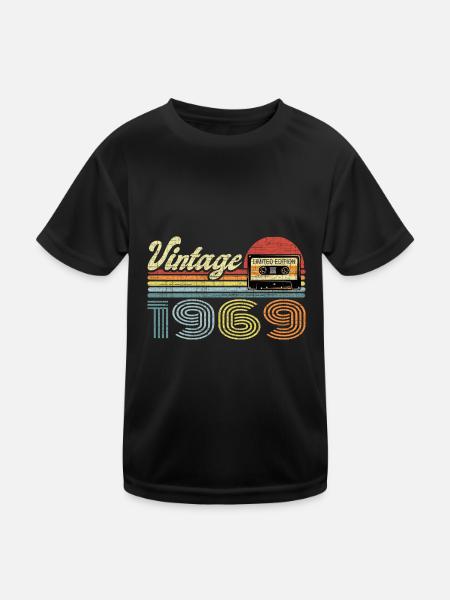 Vintage 1969 Kassette Mixtape - 52. Geburtstag - Kinder Funktions-T-Shirt - Schwarz - Vorne