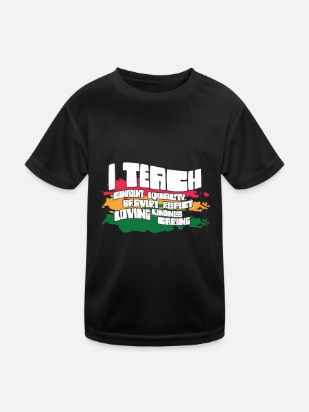 i I Teach Confident Bravery Equality Teacher Future - Kids Functional T-Shirt - black - Front
