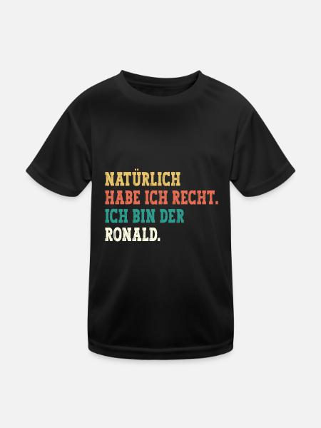 Ronald Lustiger Spruch Vorname Name Ronald - Kinder Funktions-T-Shirt - Schwarz - Vorne