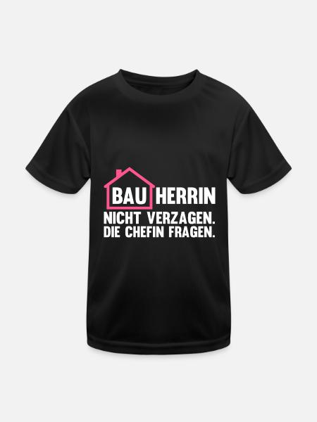 Baustelle Bauherrin - Kinder Funktions-T-Shirt - Schwarz - Vorne