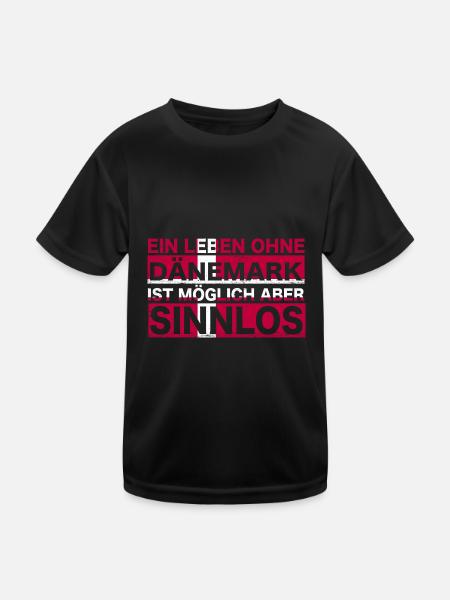 Dänemark Dänische Flagge dänischer Kopenhagen - Kinder Funktions-T-Shirt - Schwarz - Vorne