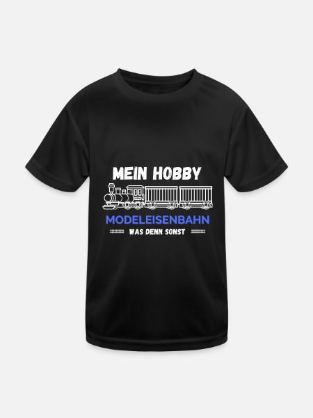 Mein Hobby ist Modeleisenbahn Spruch eisenbahn - Kinder Funktions-T-Shirt - Schwarz - Vorne