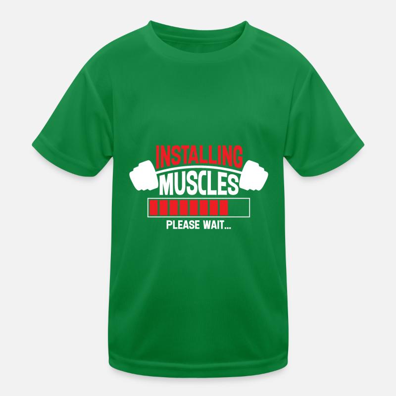 Install muscles Please wait Kids Functional T-Shirt