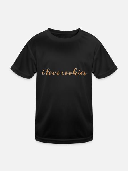 i love cookies ausgeschrieben - Kinder Funktions-T-Shirt - Schwarz