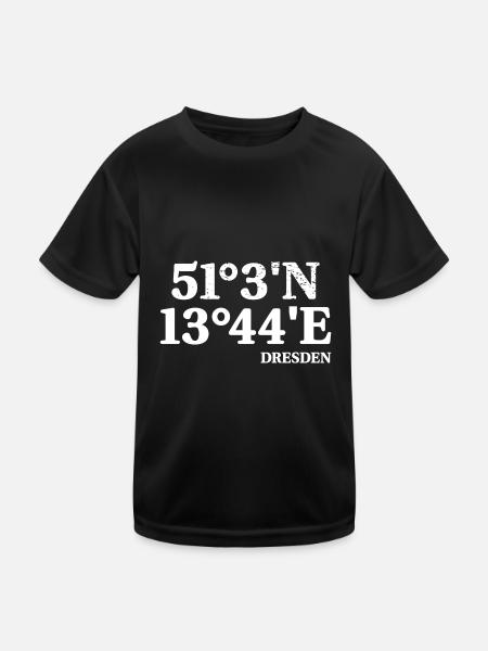 Dresden Souvenir Coordinates - Kids Functional T-Shirt - black - Front
