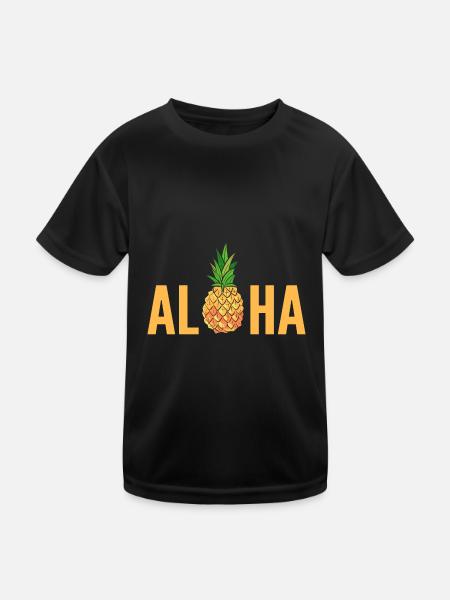 Ananas Aloha - Kinder Funktions-T-Shirt - Schwarz - Vorne