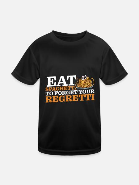 Eat Spaghetti To Forgetti Your Regretti 10 - Kinder Funktions-T-Shirt - Schwarz - Vorne