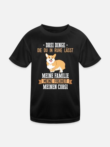 Pembroke Welsh Corgi Hund Hunde - Kinder Funktions-T-Shirt - Schwarz - Vorne