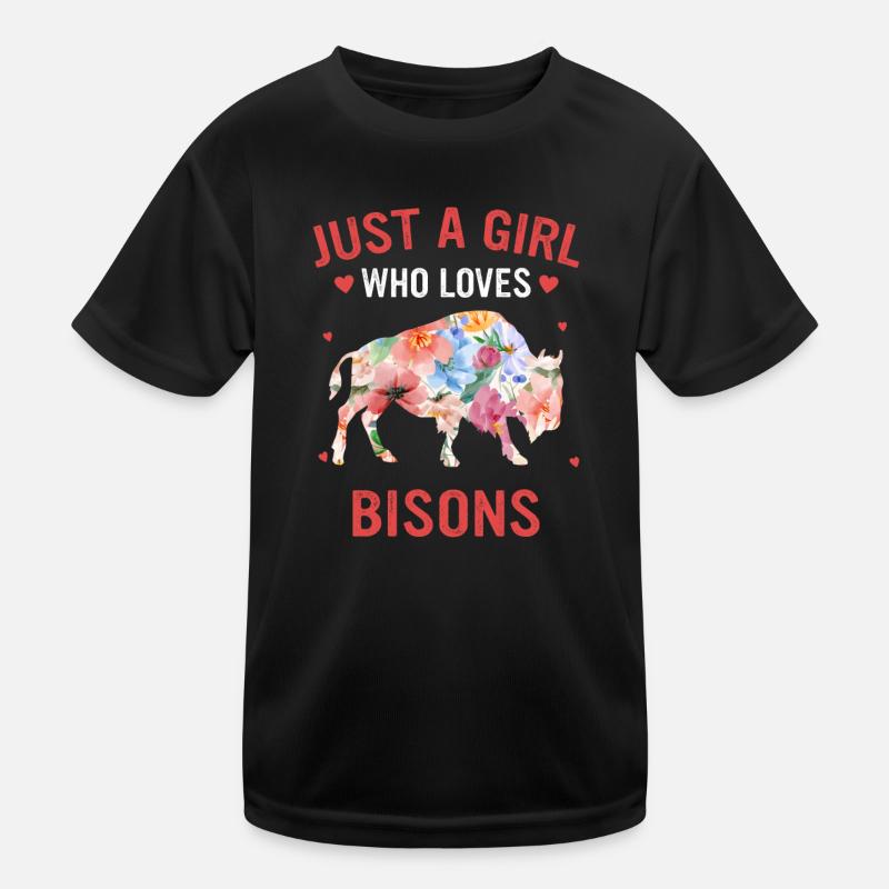 Bison Büffel Bulle Buffalo Bisons Kinder Funktions-T-Shirt