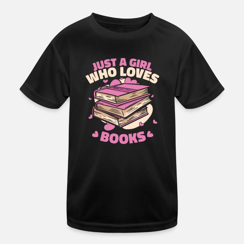 Bücher Buch lesen Bücherei Bibliothek Bücherwurm Kinder Funktions-T-Shirt