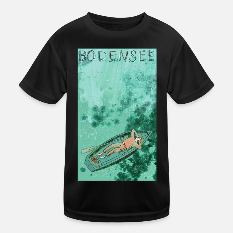 Bodensee Boottraum Illustration - Kinder Funktions-T-Shirt - Schwarz