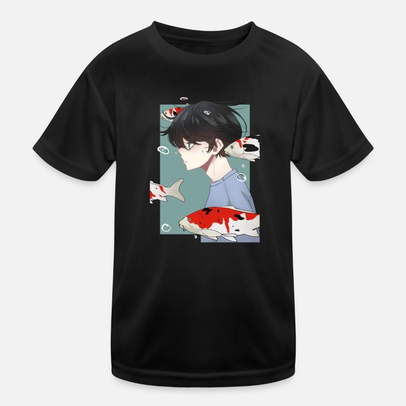 Anime Boy Koi Karpfen Aesthetic Anime Merch Kinder Funktions-T-Shirt